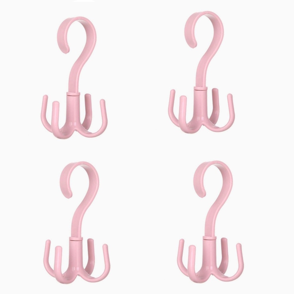 4 PIECE SET Pink Space Saving Rotating Hanger for Scarves, Ties, Belts, Etc.